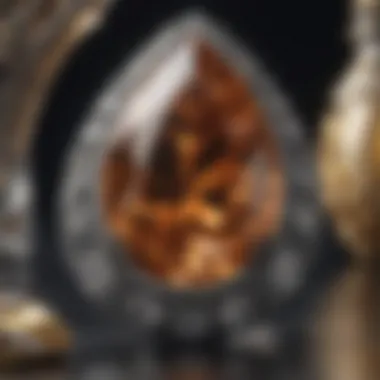 Intricate Setting of a Teardrop Diamond Close-up view of a teardrop diamond with intricate setting details