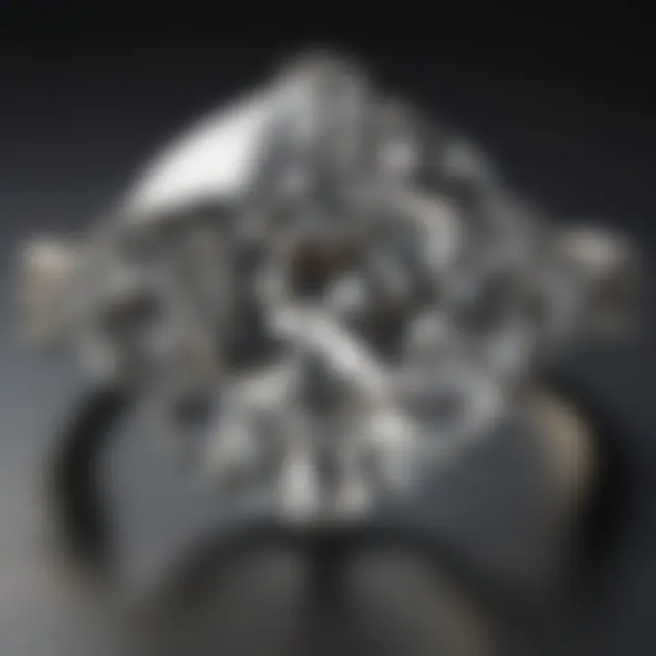 Close-up of a sparkling antique diamond in a unique setting