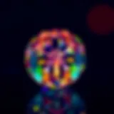 Close-up view of a diamond exhibiting fluorescence under UV light