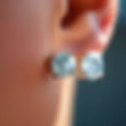 Close-up view of sparkling diamond stud earrings