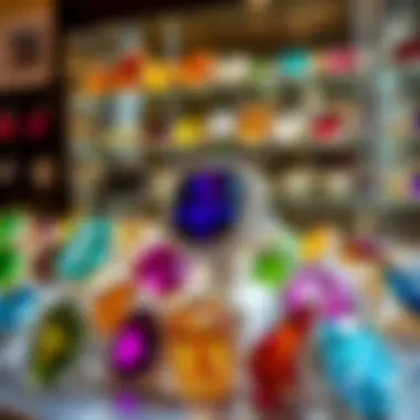 Diverse Gemstone Selection Diverse selection of gemstones displayed at a local jewelry store.