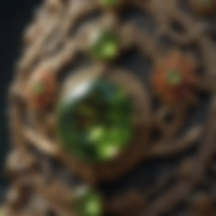 Historical depiction of peridot in cultural artifacts