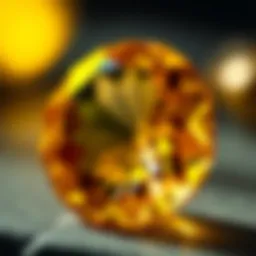 A stunning close-up of a topaz gemstone showcasing its vibrant yellow hues