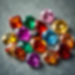 An array of birthstones representing the twelve months of the year, showcasing their vibrant colors and unique forms.