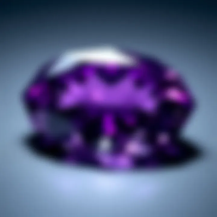A close-up of a stunning amethyst gemstone, highlighting its clarity and rich purple hue.