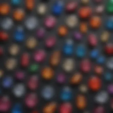 Artistic Display of Monthly Birthstones A stunning array of birthstones for each month displayed artistically.
