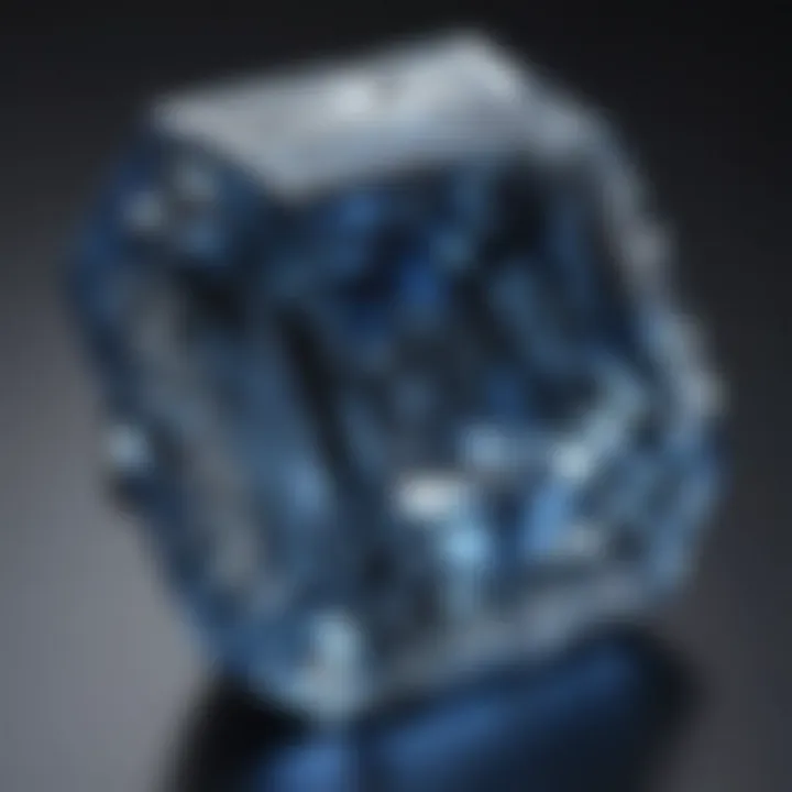 Detailed view of the Blue Nile Asscher Cut gemstone showcasing its unique facets