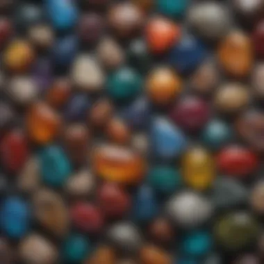 Aesthetic Display of Polished Stones An array of polished stones arranged aesthetically, showcasing their vibrant colors