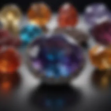Cultural Symbolism and Healing in Gemstones A collection of gemstones symbolizing their cultural significance and healing properties