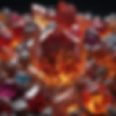 The Vibrant Colors of Fire in Gemstones A close-up view illustrating the vibrant colors of fire within a gemstone