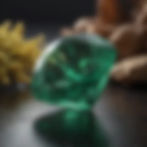 A close-up of a stunning emerald gemstone showcasing its vivid green color