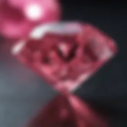 A dazzling vivid pink diamond showcased on a velvet surface