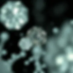 A close-up view of lab-grown diamonds under a microscope