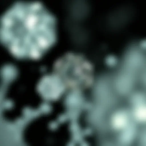 A close-up view of lab-grown diamonds under a microscope