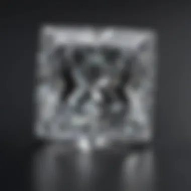 A stunning view of a princess cut diamond reflecting light in a mesmerizing display.