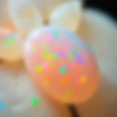 A close-up view showcasing the vibrant play of colors in an opal stone.