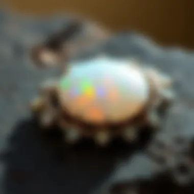 A beautifully crafted piece of opal jewelry sparkling with iridescent hues.