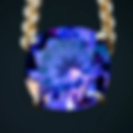 A stunning close-up of a tanzanite gemstone showcasing its vibrant blue-purple hue.