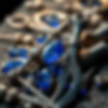 An intricate depiction of tanzanite extraction tools used by miners in Tanzania.