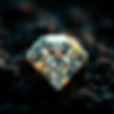 An artistic representation of diamond mining, emphasizing the natural environment and ethical concerns.