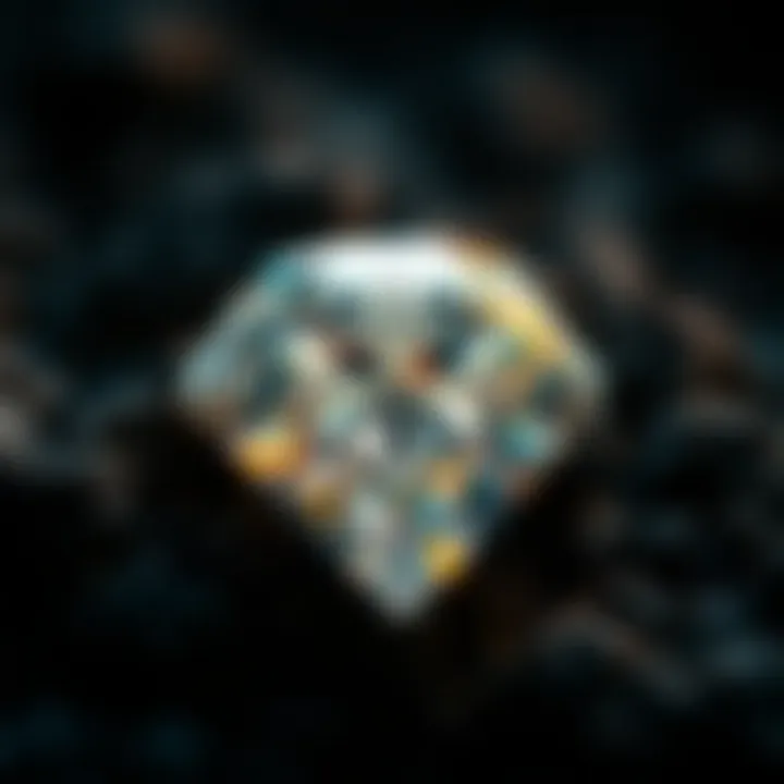 An artistic representation of diamond mining, emphasizing the natural environment and ethical concerns.