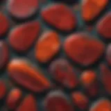 A close-up view of a bloodstone showcasing its unique color patterns and texture.