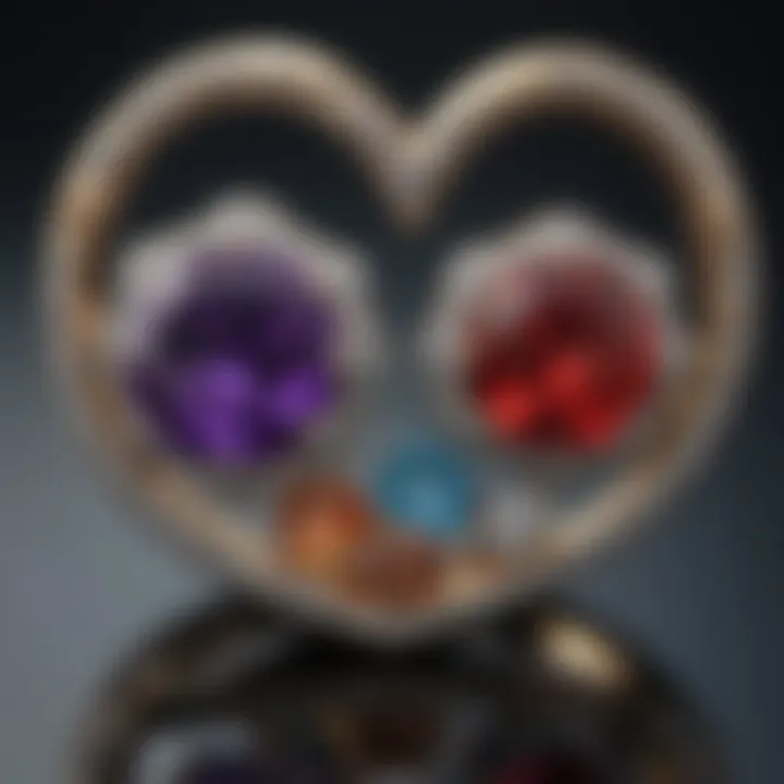 Symbolic representation of love and commitment through various gemstones