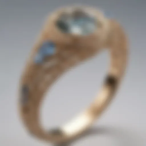 Close-up view of an intricate Edwardian engagement ring showcasing filigree work