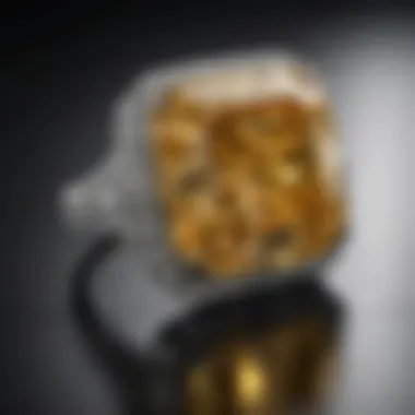 Luxurious Display of a Canary Diamond A luxurious jewelry box containing a three-carat canary diamond, highlighting its market appeal