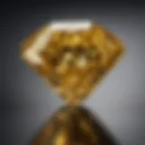 A close-up view of a three-carat canary diamond showcasing its vibrant yellow hue