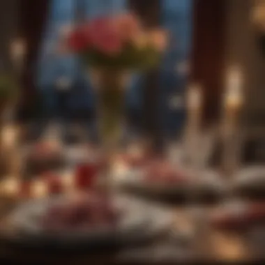 Romantic Dinner Setup for Celebration A candlelit dinner setup with a romantic ambiance