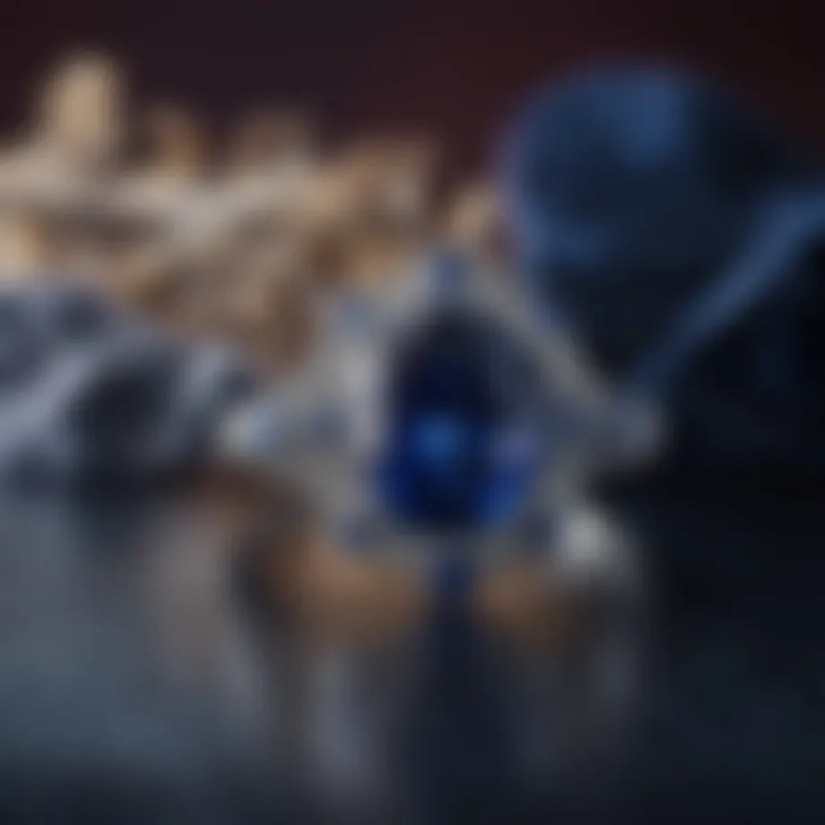 A stunning sapphire engagement ring set against a rich velvet background, showcasing its deep blue hue and intricate design.