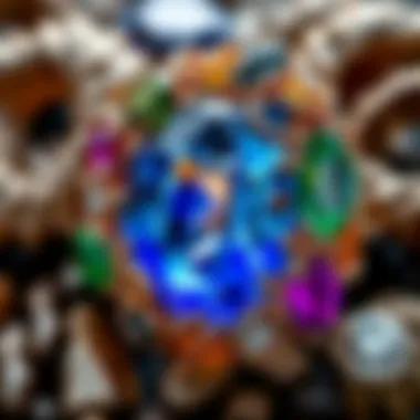Artistic Fusion of Gemstones and Metal Artistic arrangement of various gemstones and melted metal