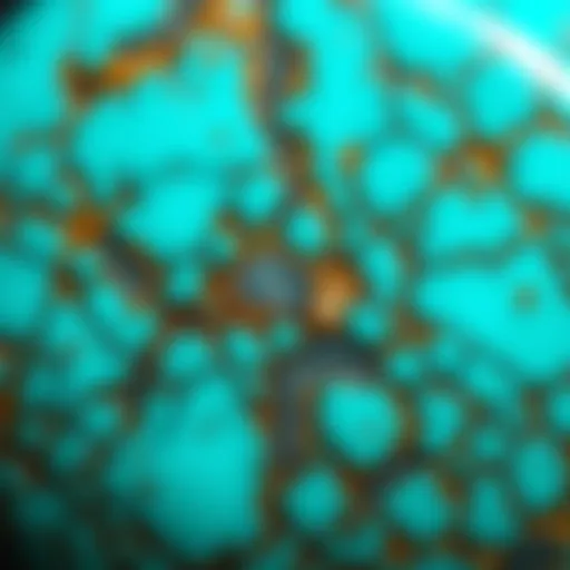 Polished Turquoise Stone A close-up view of a polished turquoise stone showcasing its intricate patterns and vibrant hues.