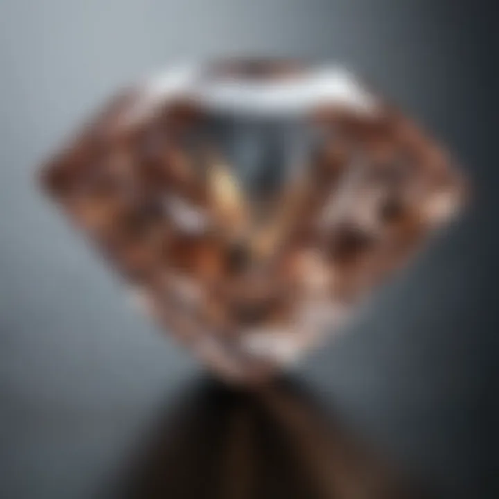 A close-up view of a brilliant cut diamond showcasing its facets and sparkle.