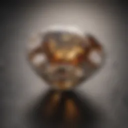 Close-up view of a diamond in a bezel setting, showcasing the metal rim that encircles the stone.