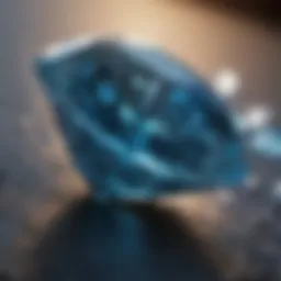 Close-up view of a stunning blue diamond showcasing its unique color and brilliance