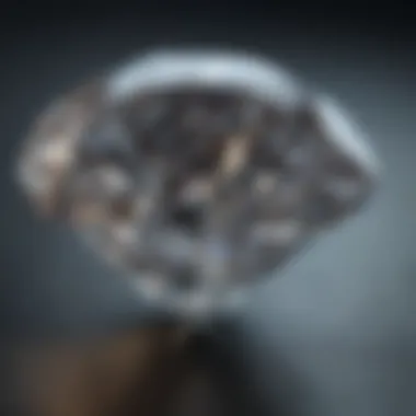 Close-up view of a diamond showcasing inclusions