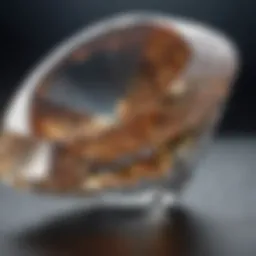 Close-up of a diamond showcasing inclusions typical of I3 clarity