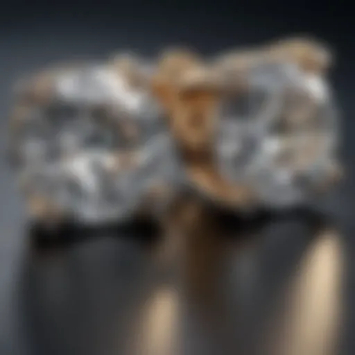 Close-up view of sparkling diamond stud earrings