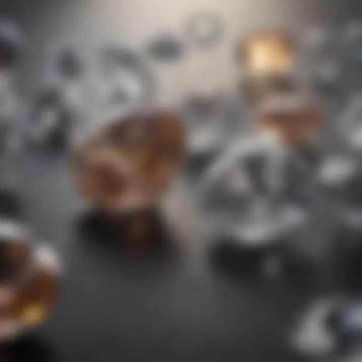 Different shapes of diamonds arranged artistically