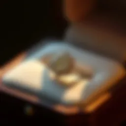 Elegant engagement ring displayed on a jewelry box