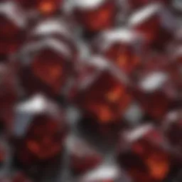 Close-up of garnet crystals showcasing their rich color and clarity