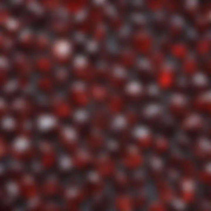 An array of garnet stones in various shades, highlighting its diversity