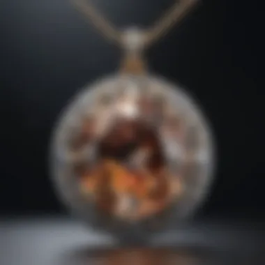 A close-up view of a sparkling diamond pendant