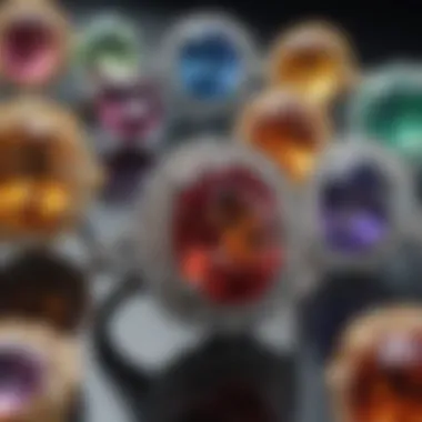 A collection of various gemstone rings showcasing their brilliance