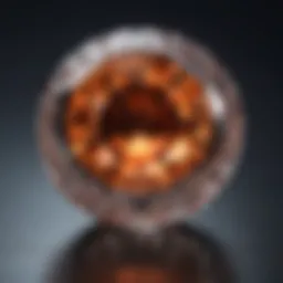 A visually striking lab-grown diamond under a microscope, showcasing its internal structure.