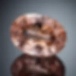 A close-up view of a morganite gemstone showcasing its unique color and clarity