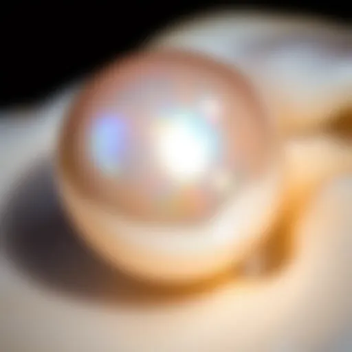 Close-up of a natural pearl with iridescent sheen