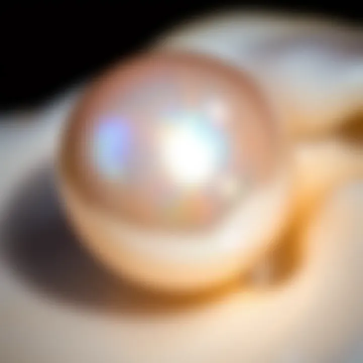 The Iridescent Beauty of Natural Pearls Close-up of a natural pearl with iridescent sheen